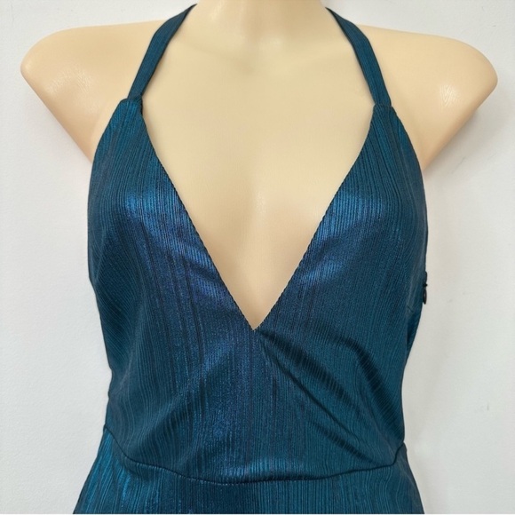 Revolve NBD X NAVEN Blue Metallic Halter Dress - Picture 5 of 11